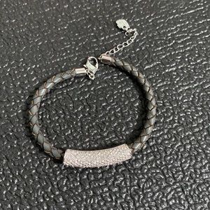Swarovski grey leather and crystal bracelet